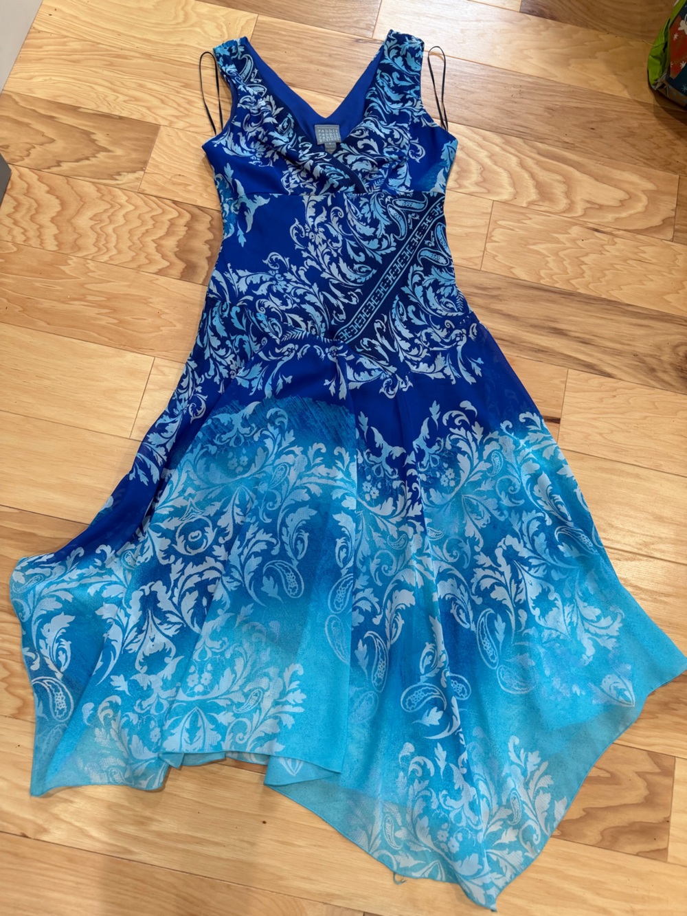 Rabbit Rabbit Rabbit Designs Blue Turquoise Paisley Sleeveless Maxi Dress Size 6